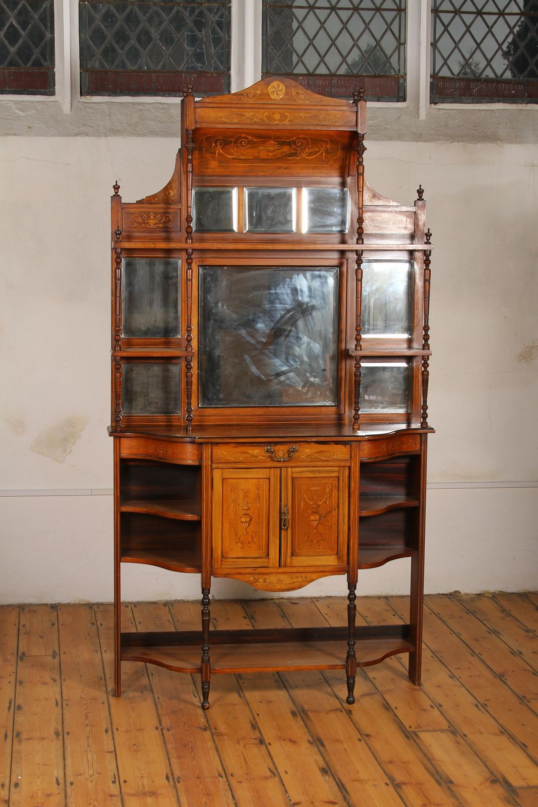 Victorian Large Ornately Carved Inlaid Rosewood Sideboard With Mirrors