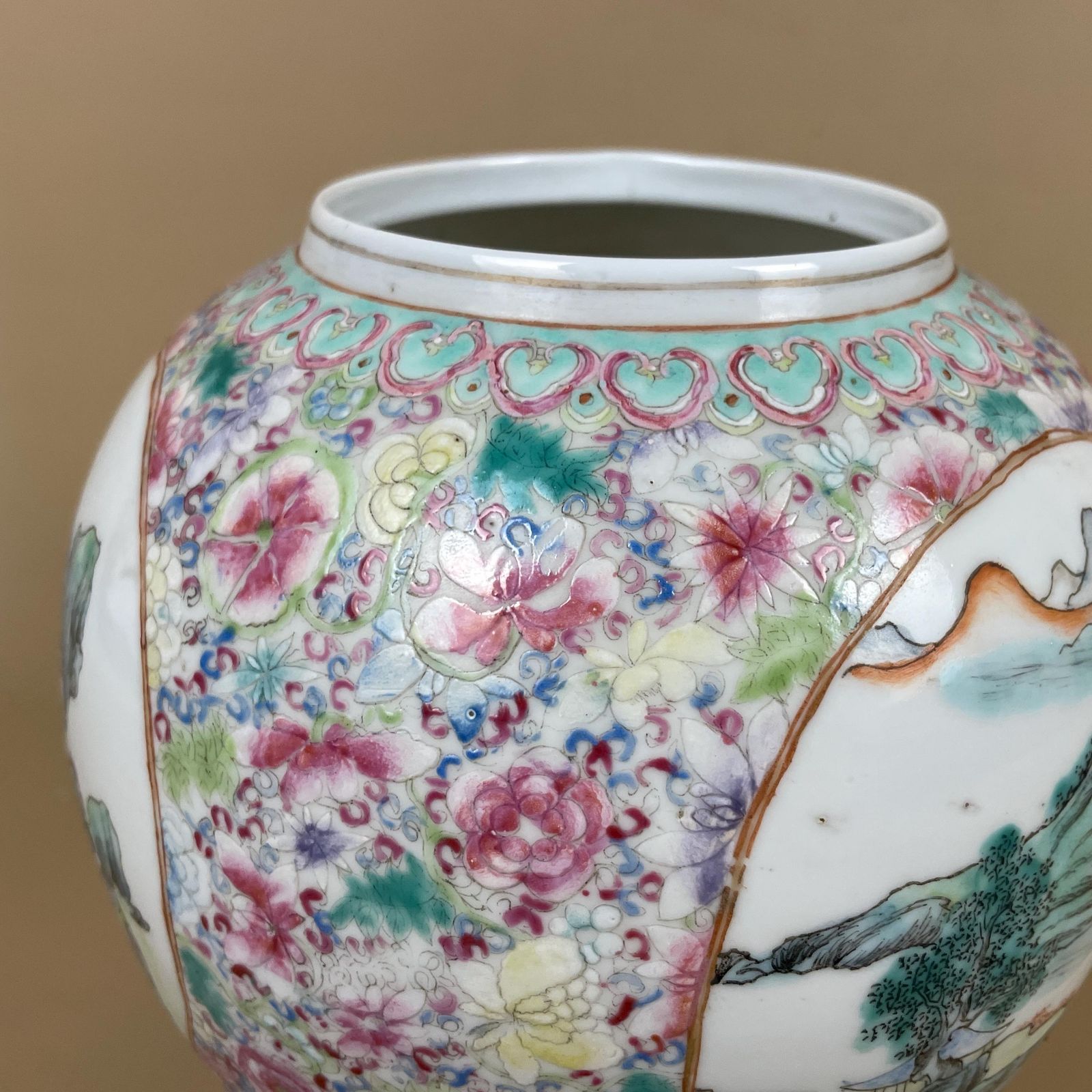 Oriental Chinese Lampshade Ceramic Lamp Shade Light Bedside Table Hand Painted Floral Design Pattern White Antique Vintage Porcelain Ball photo buy