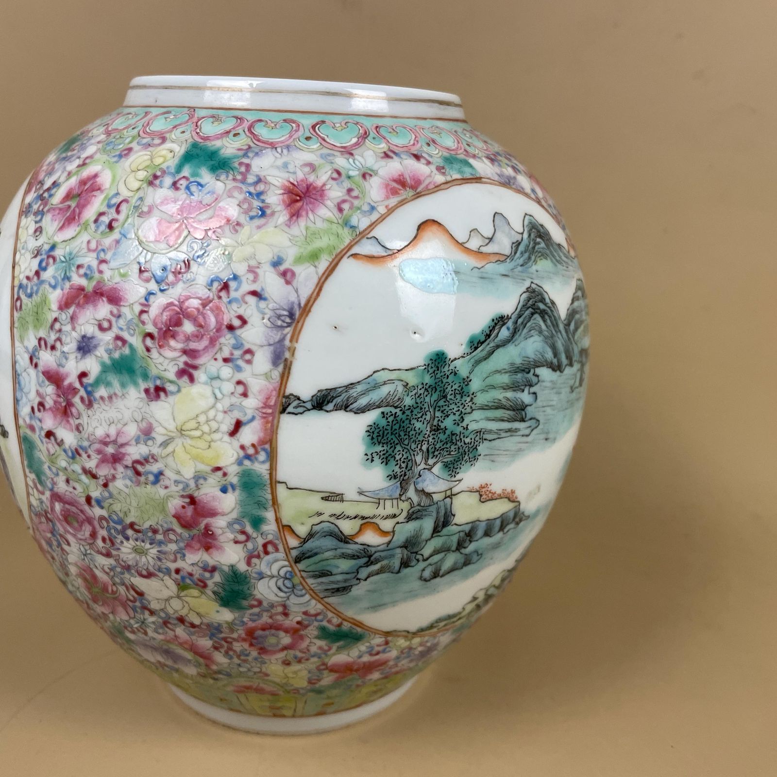 Oriental Chinese Lampshade Ceramic Lamp Shade Light Bedside Table Hand Painted Floral Design Pattern White Antique Vintage Porcelain Ball photo vintage