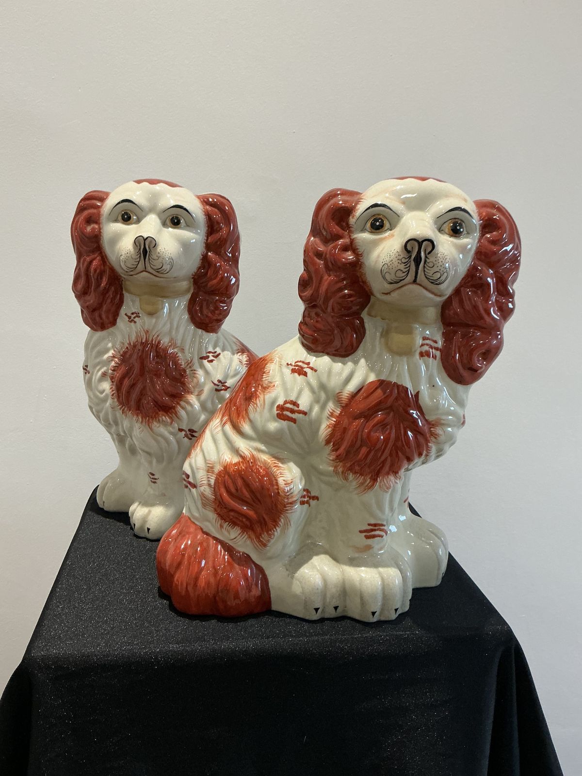 Matched Pair Of Staffordshire Flat Back Dogs   Rust Coloured Spaniels photo furniture