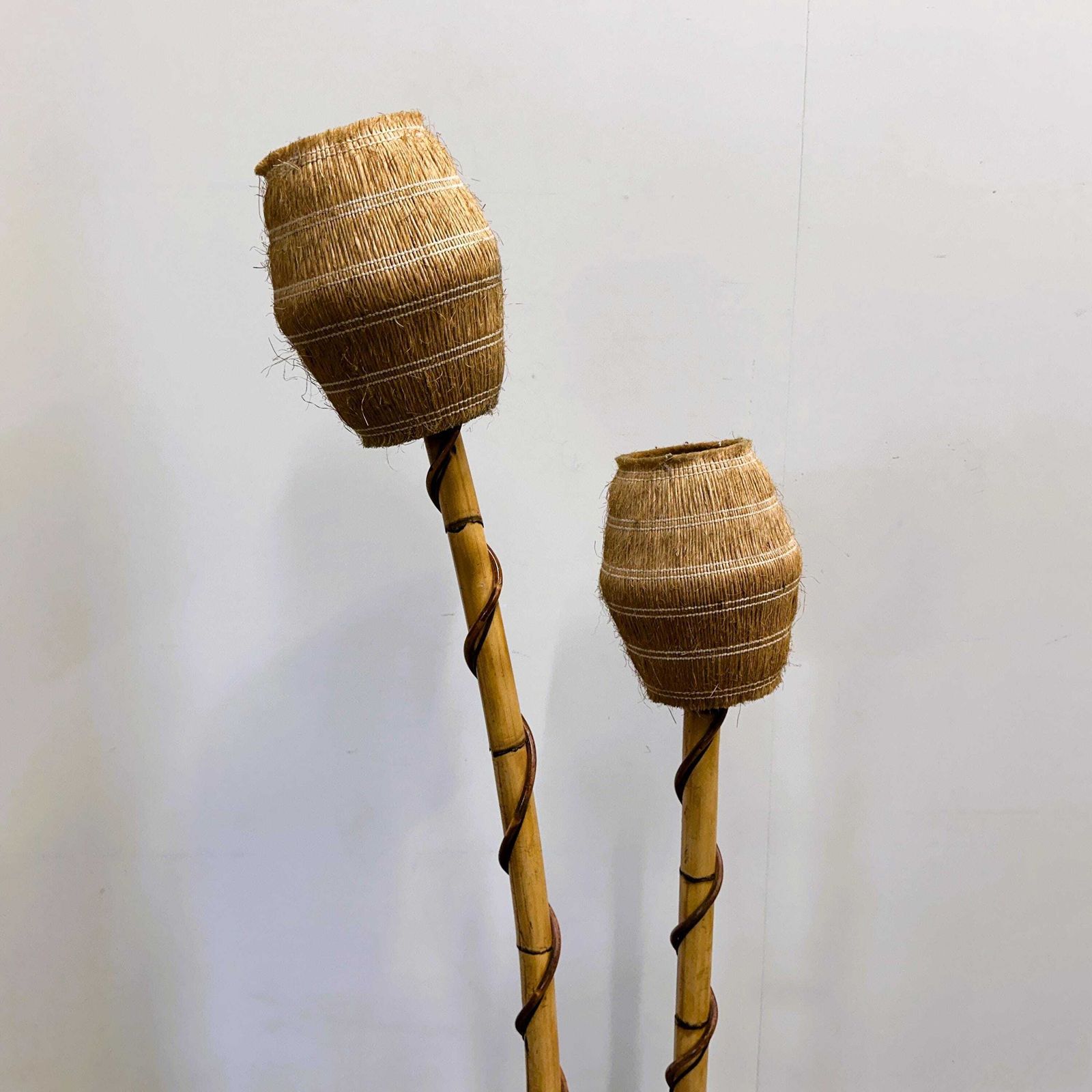 1058.0 Louis Sognot Rattan And Wicker Floor Lamp, France, 1960s photo