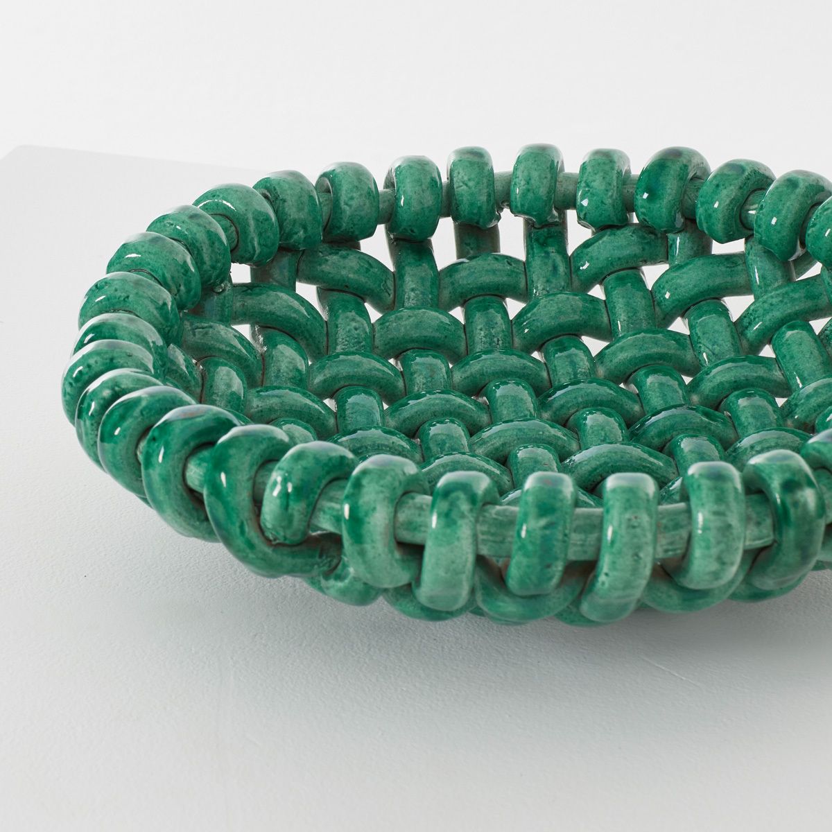 Jerome Massier Woven Ceramic Fruit Bowl Vallauris, France 1950s. photo Home Decor