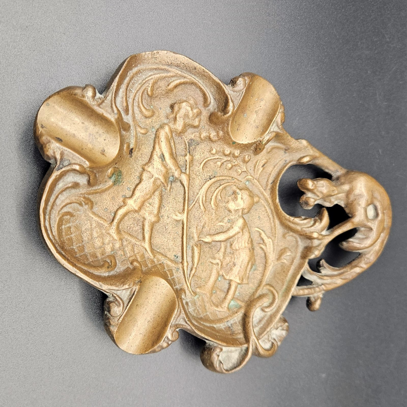 Art Nouveau Relief Ashtray Made Of Bronze. 1900   1920 photo furniture