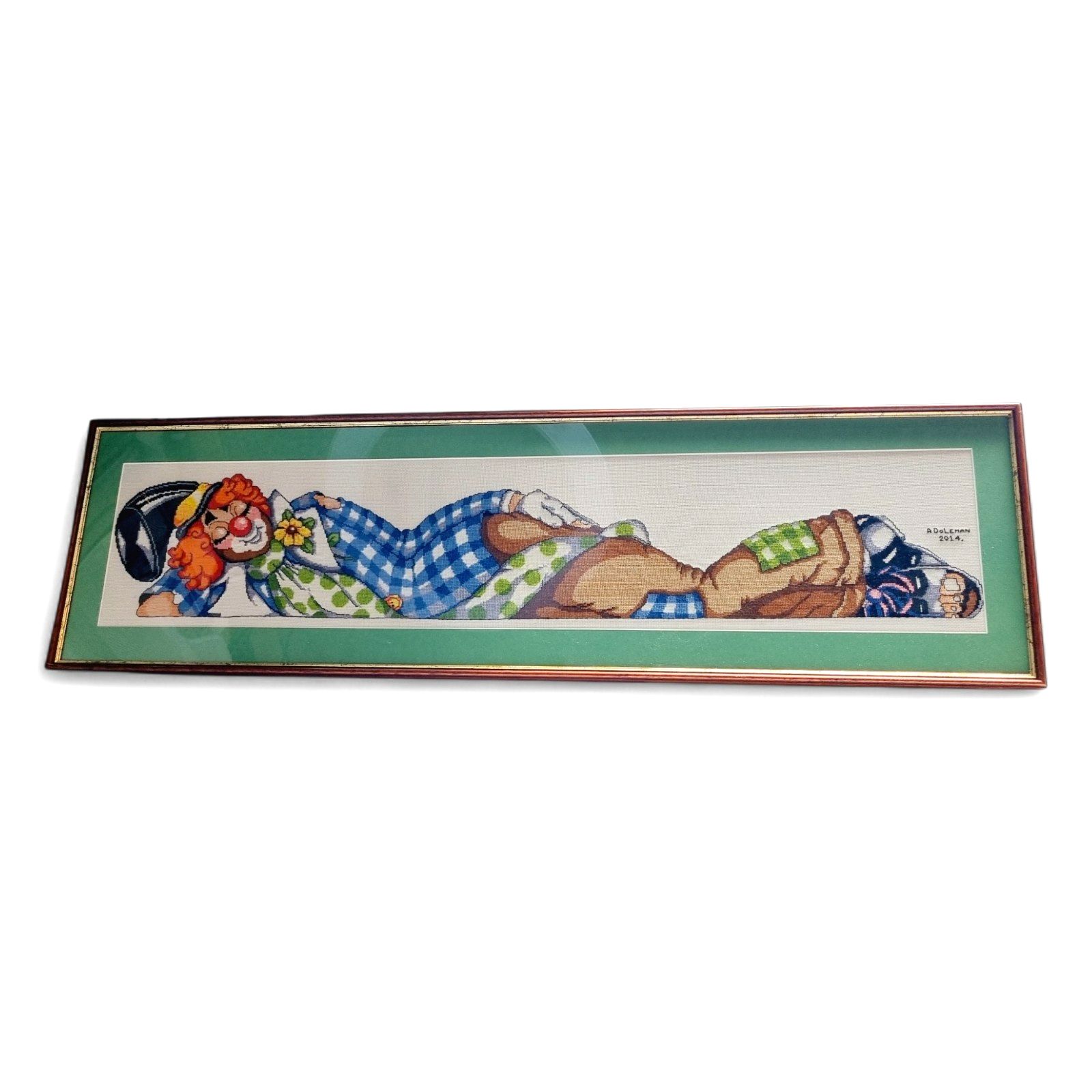 Cross Stitch Clown Large Framed Complete Needle Craft Clown photo furniture