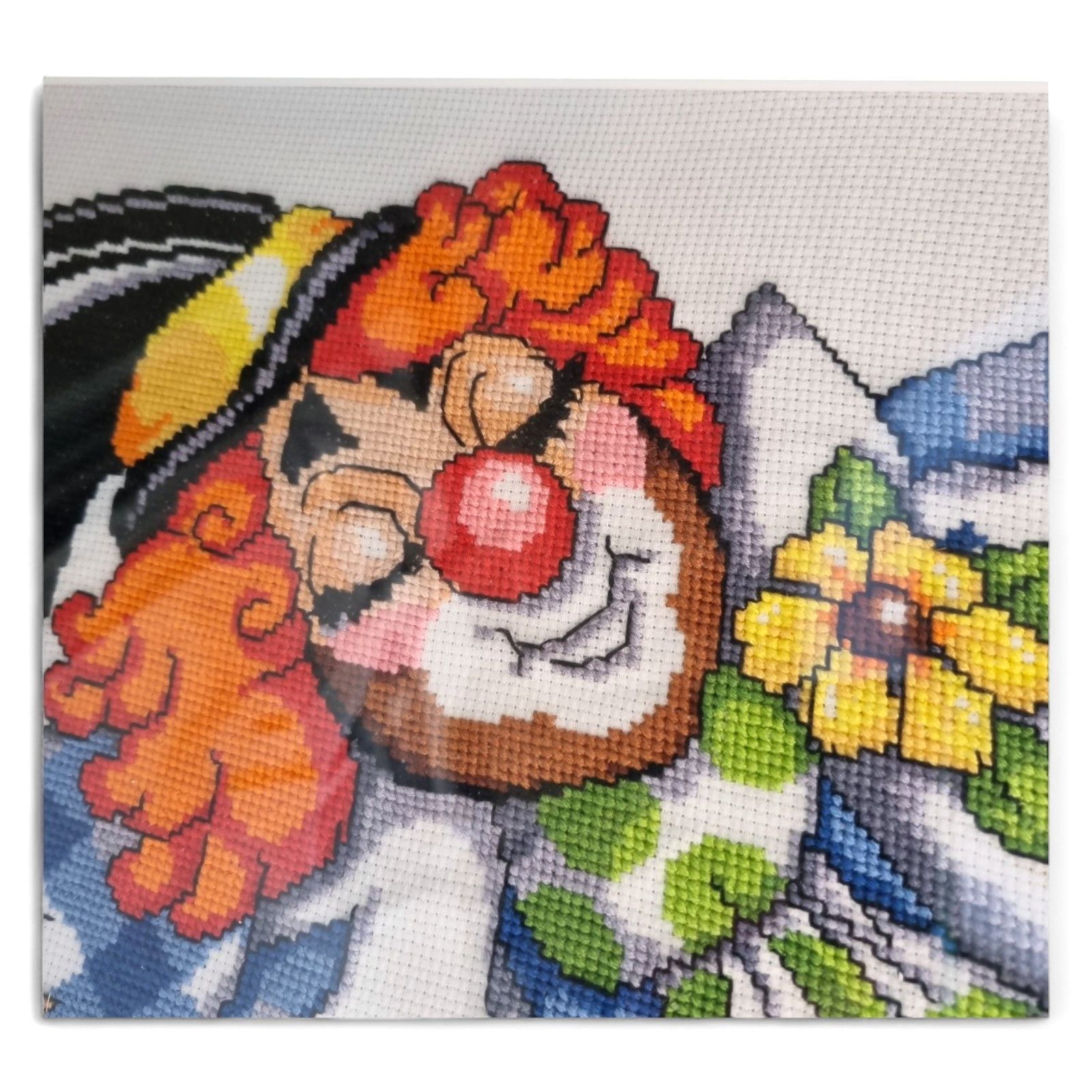 Cross Stitch Clown Large Framed Complete Needle Craft Clown photo buy