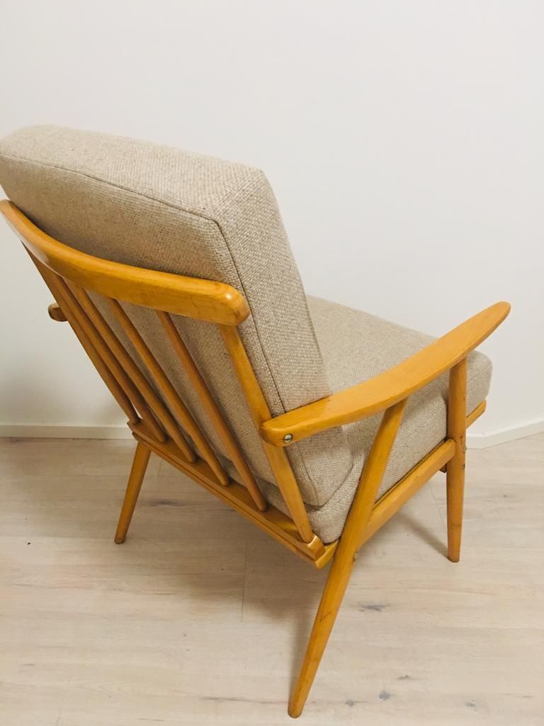 Modernist Beech Boomerang Armchairs From Ton, 1960s photo vintage