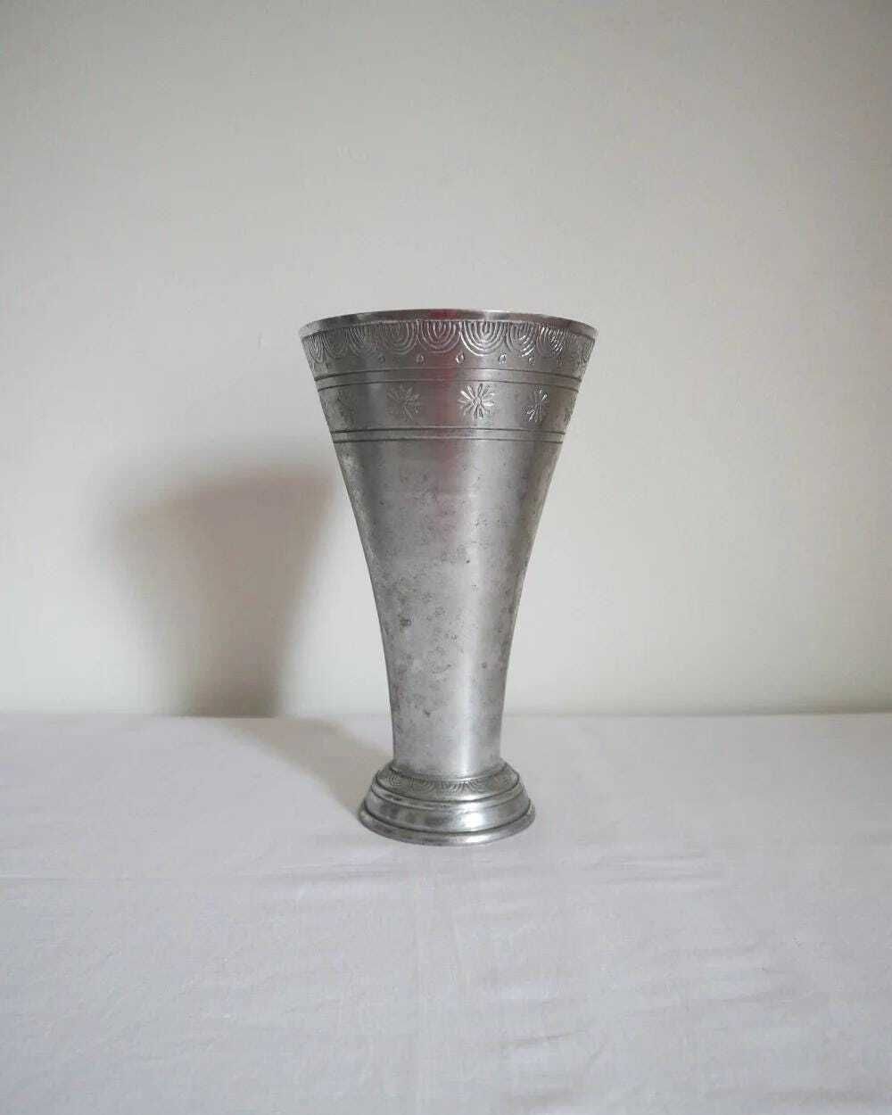 Vintage Flared Aluminium Vase