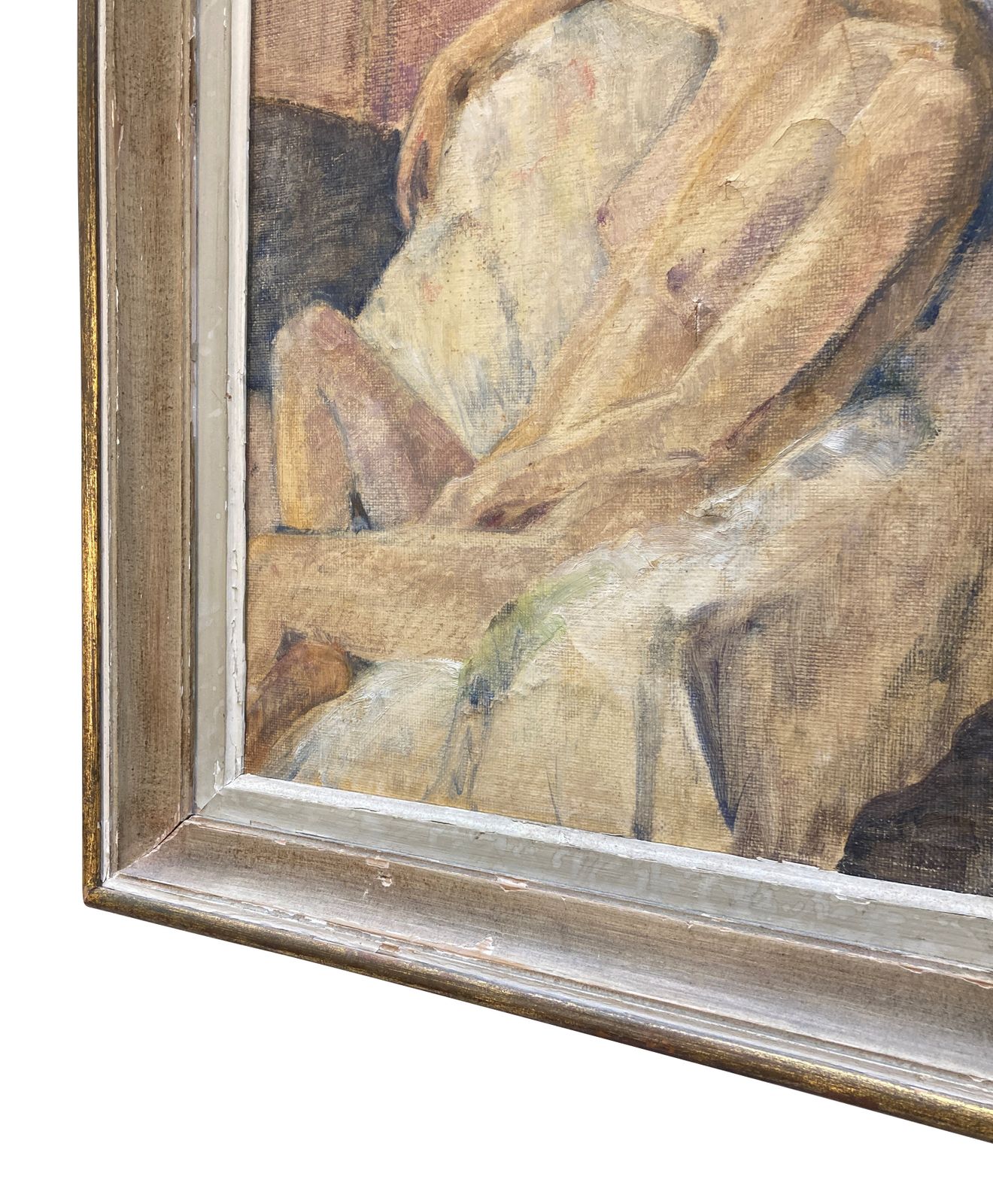 An English Framed Oil On Canvas Of A Female Nude photo Art