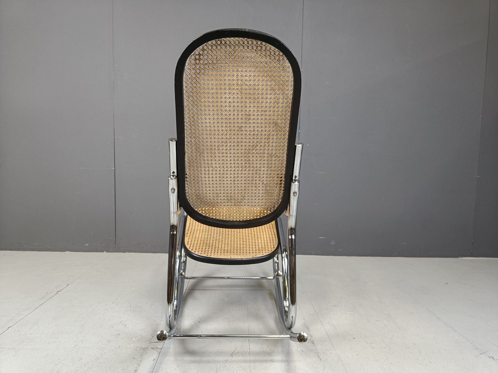 Vintage Chrome And Rattan Rocking Chair, 1960s photo Furniture