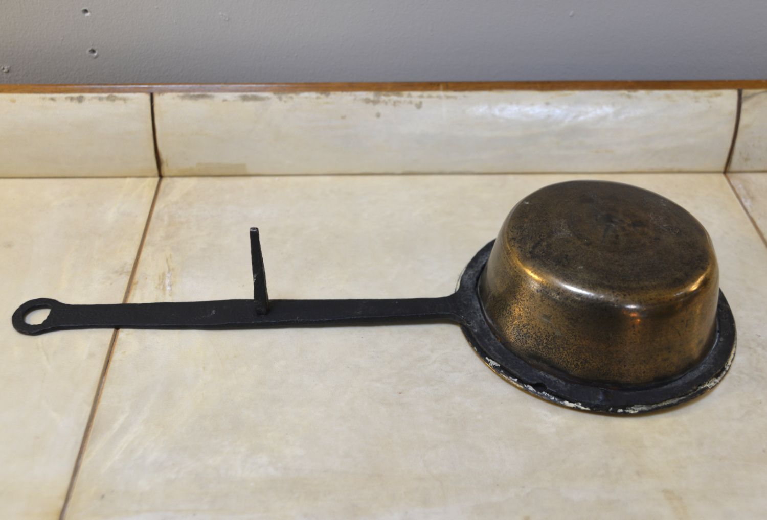 Georgian Fireside Down Hearth Skillet Brass Copper Cast Iron Pan English C1810 photo vinterior