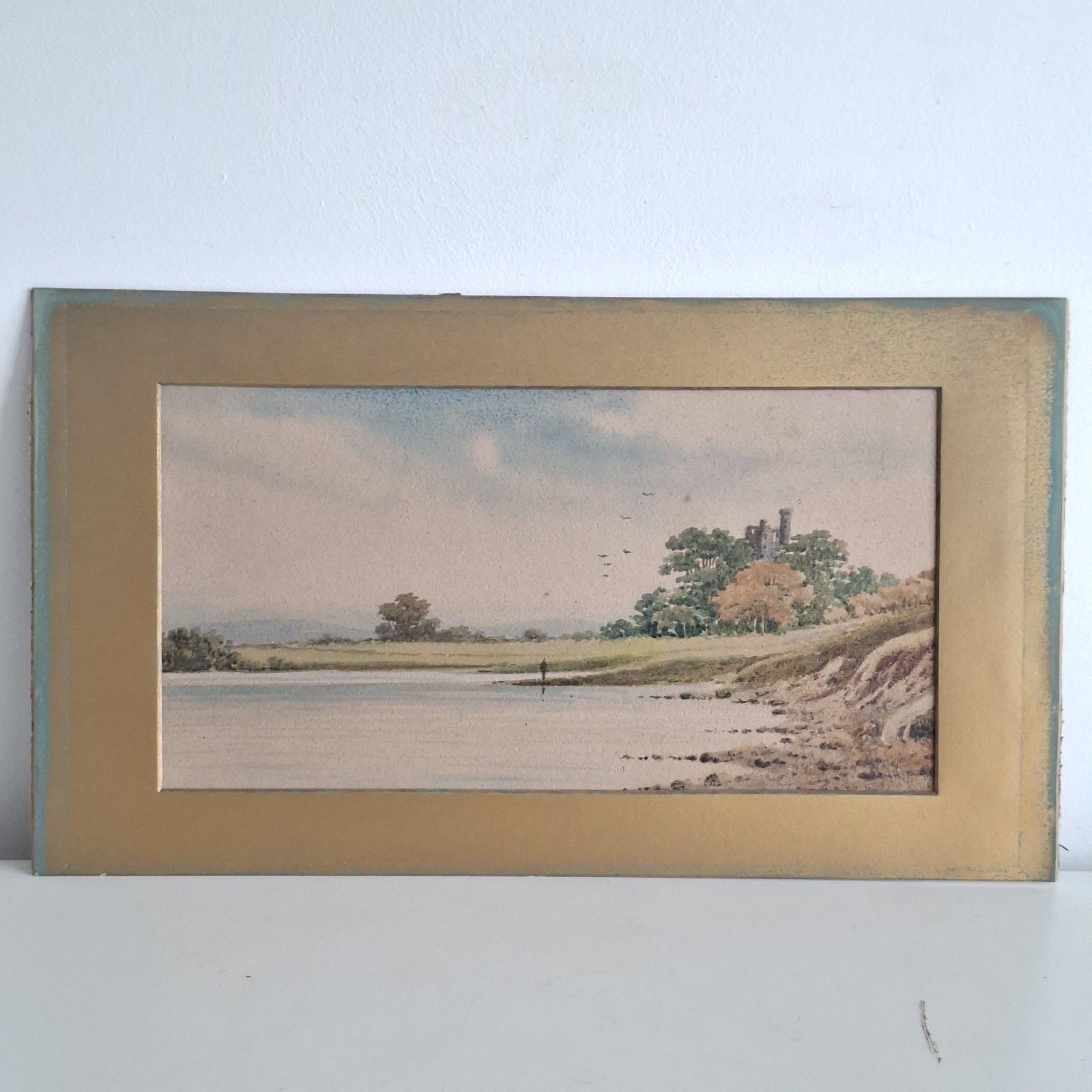 Original Watercolour Painting Walter Witham Landscape Antique Victorian Art photo furniture