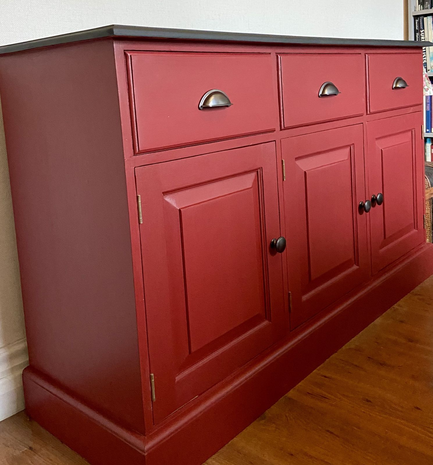 Red Dresser Base, 1980s, Pine, Vintage photo furniture