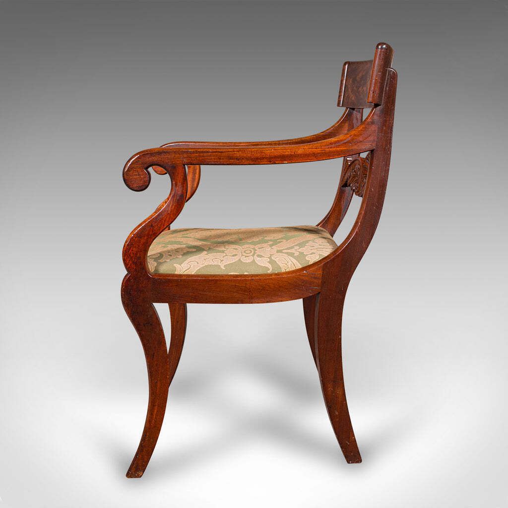 Antique Elbow Chair, English Drawing Room Seat, Study, Bedroom Armchair, Regency photo 1330.0
