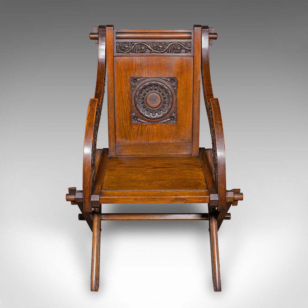 Antique Glastonbury Chair, English, Oak, Elbow Seat, Gothic Revival, Victorian photo furniture