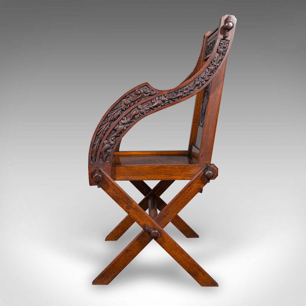 Antique Glastonbury Chair, English, Oak, Elbow Seat, Gothic Revival, Victorian photo 2310.0