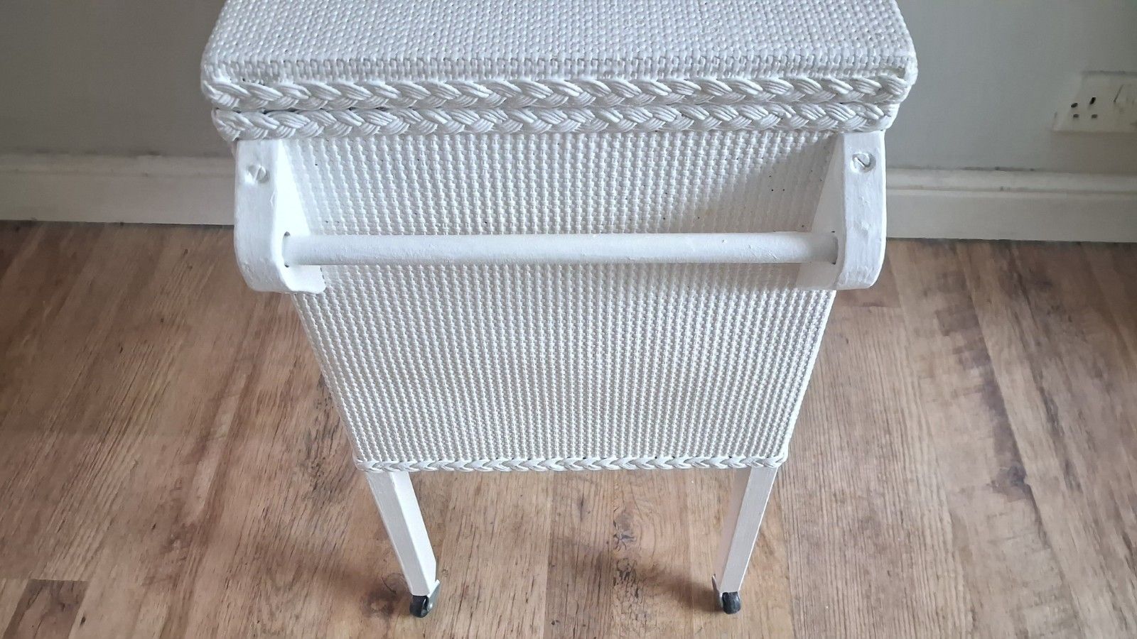 Furniture 1960's Lloyd Loom ?  Bathroom Storage/Trolley , Linen/Towel Storage/Rail photo