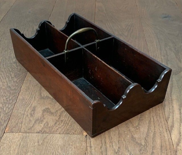 Very Fine George III Mahogany And Brass Four Section Wine Bottle Carrier Or Caddy photo for sale