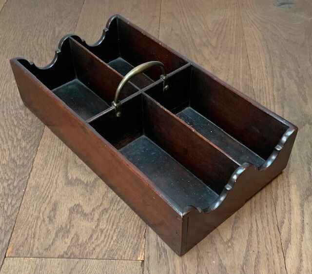 Very Fine George III Mahogany And Brass Four Section Wine Bottle Carrier Or Caddy