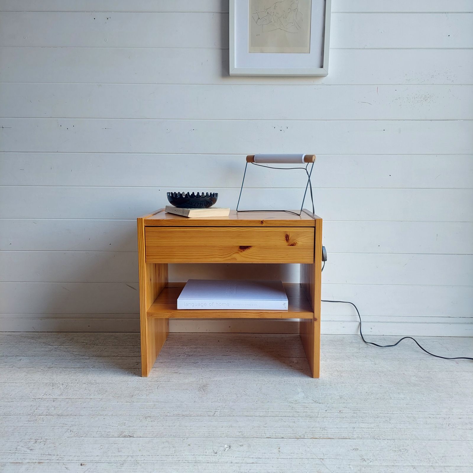 Mid Century Nightstand Scandinavian Pine Bedside Table Les Arcs Perriand Style 1970s, Sweden