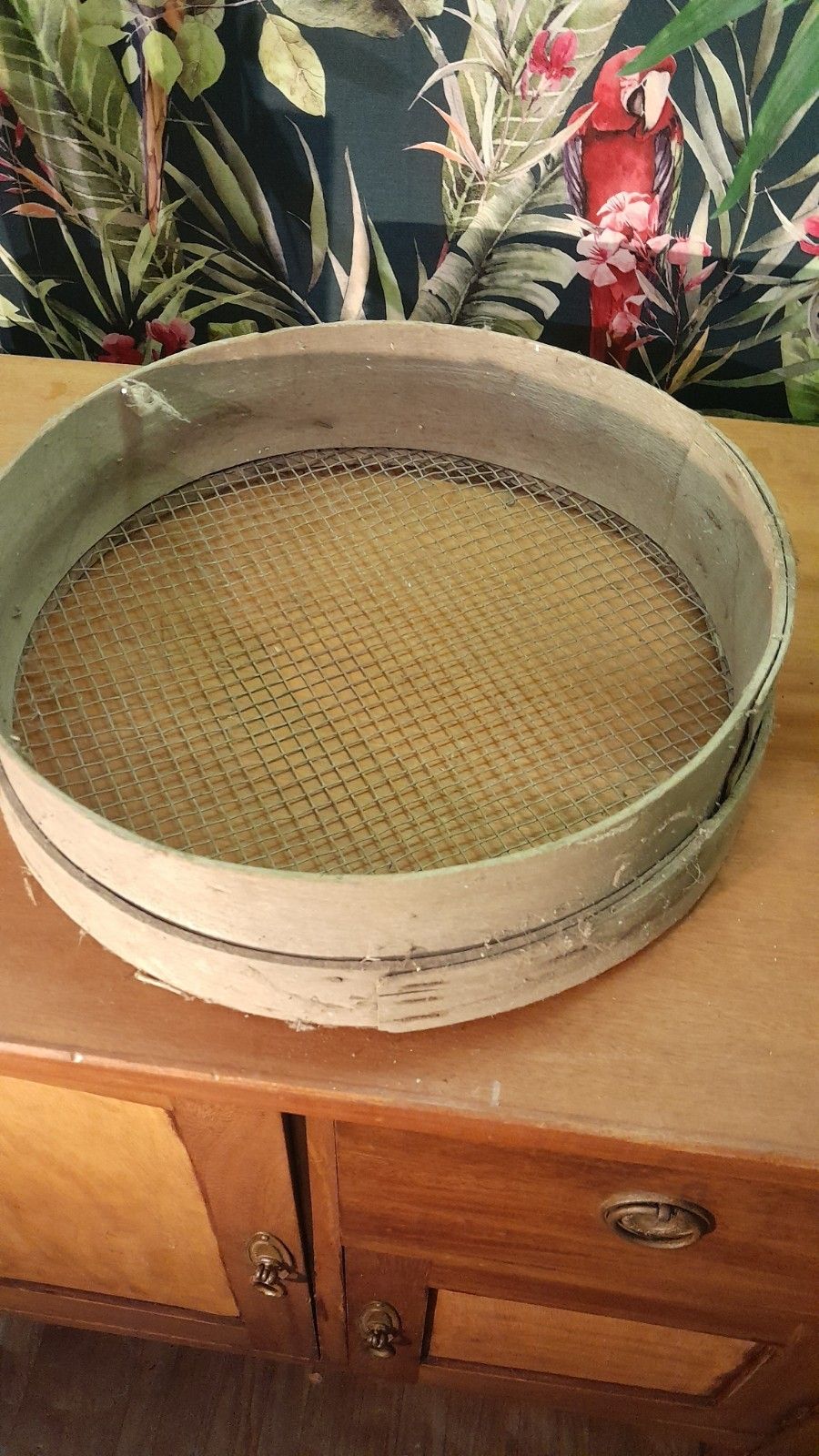 Vintage Wooden Soil Mesh Sieve Riddle Sifter 45cm Across Top ,10 1/2 Cm Tall photo for sale