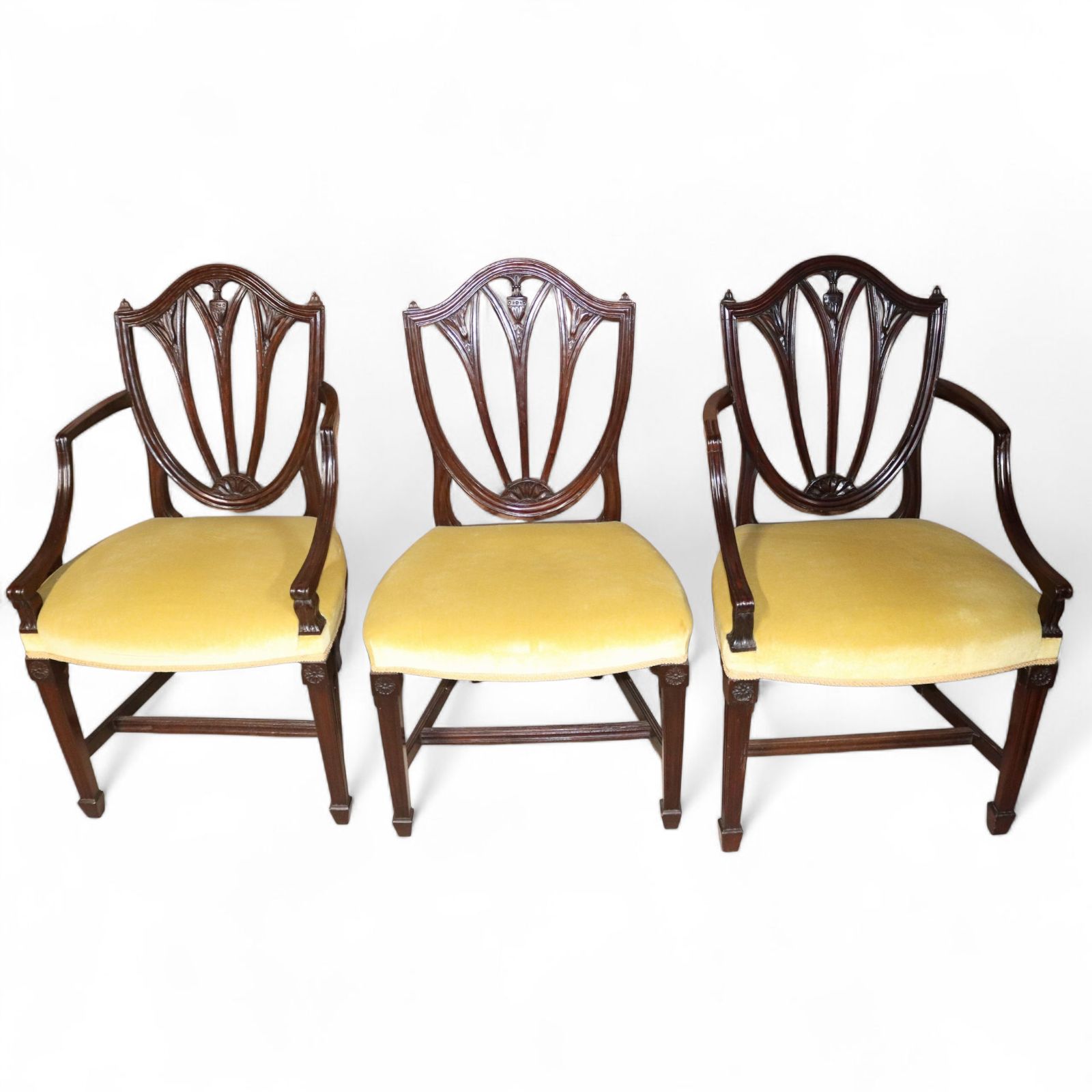 Set Of 6 Antique Mahogany Sheraton Style Shield Back Dining Chairs photo furniture