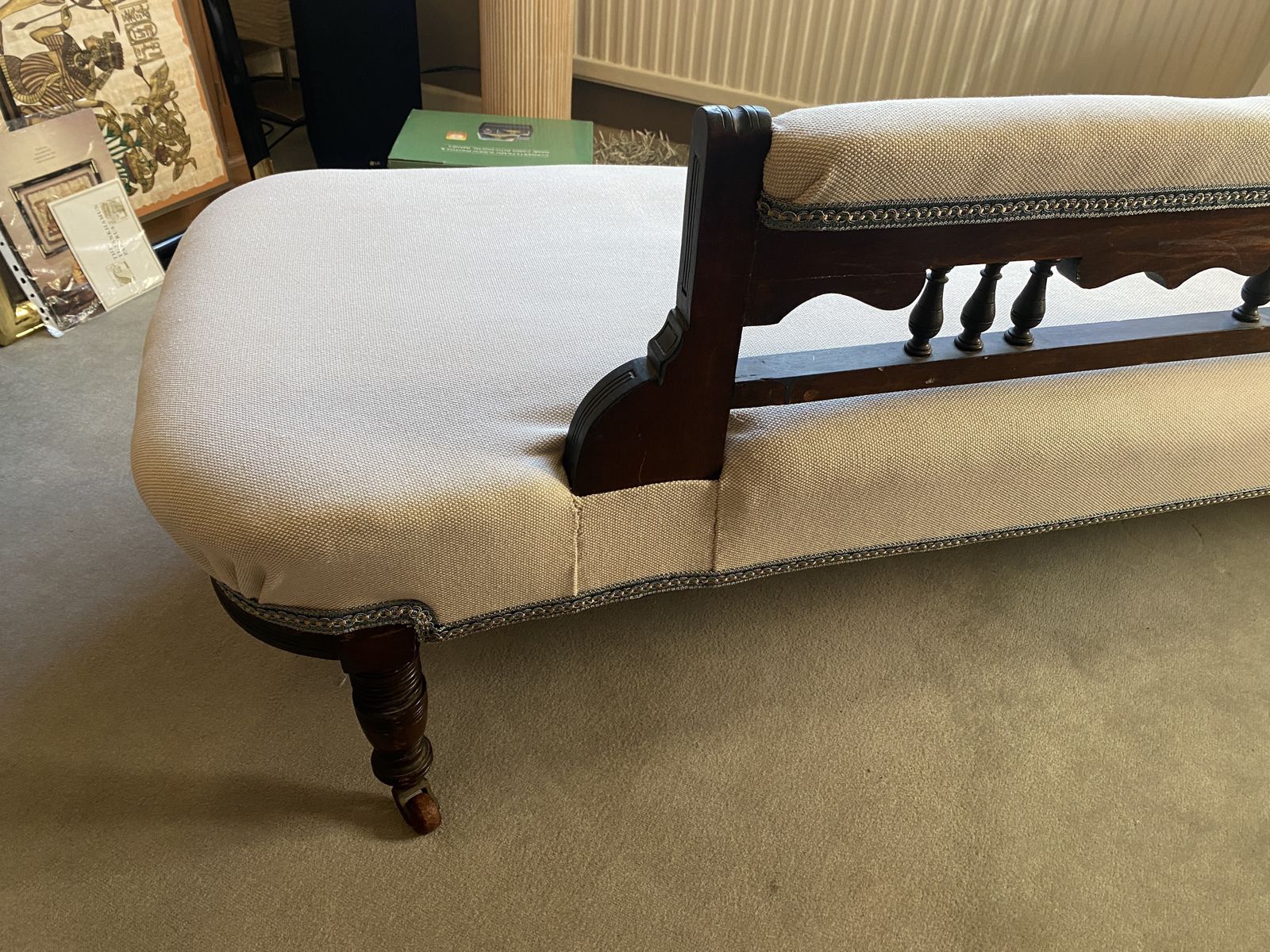 Late 19th/Early 20th Century Roll Back Chaise Longue *Re Covered photo 275.0