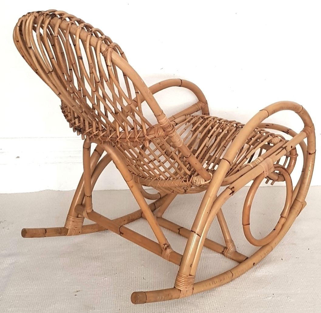 Mid Century Italian Bamboo Rocking Chair, Franco Albini. photo vinterior