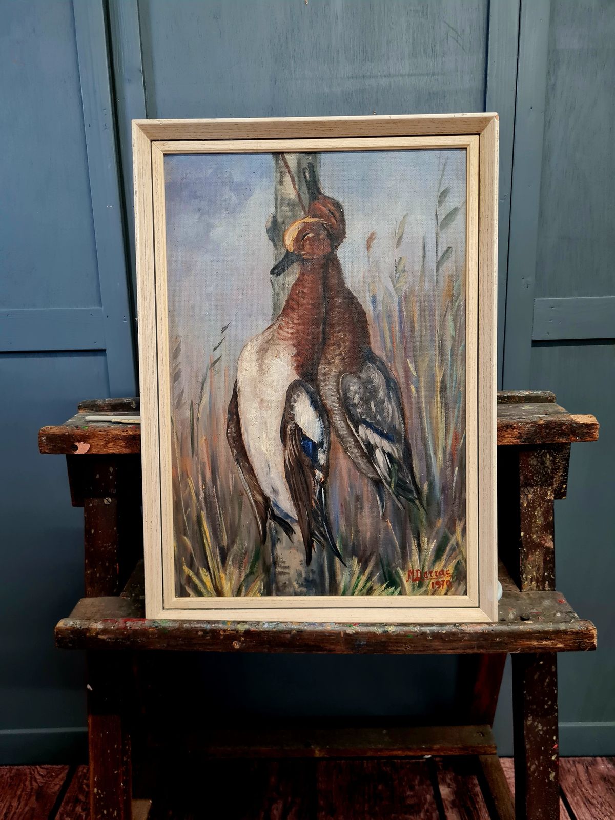 Vintage Framed Oil Painting On Board   Signed, 1970