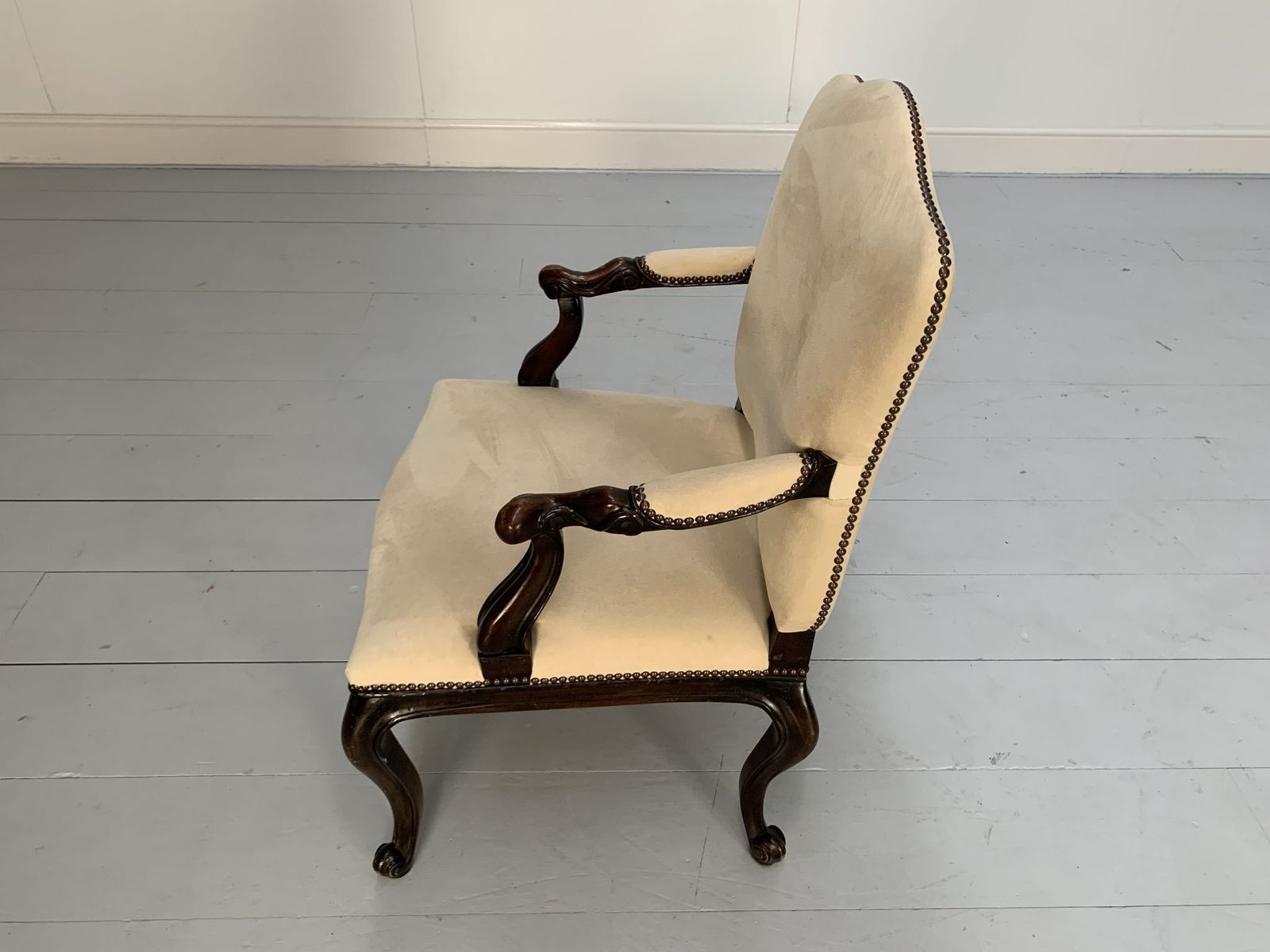 photo for sale Suite Of 8 Ralph Lauren “Noble Estate” Dining Chairs – In Ivory Suede