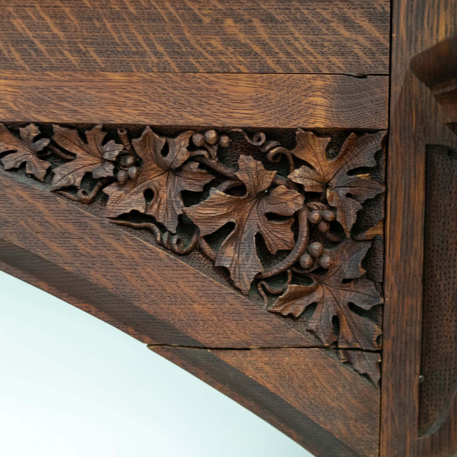 8500.0 Monumental Antique Arts & Crafts Carved Oak Fireplace Surround photo