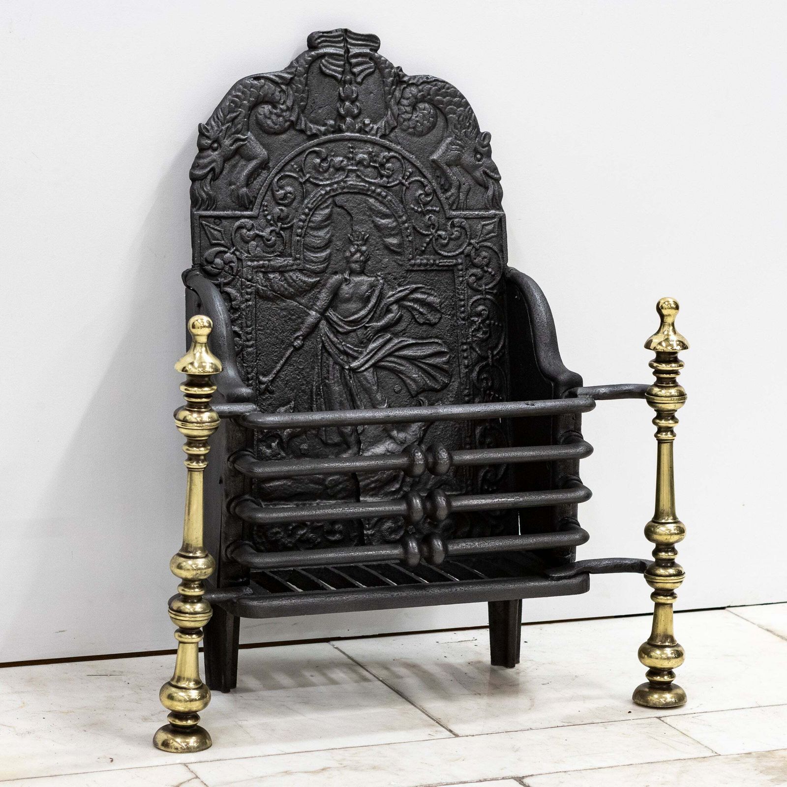 photo for sale Antique Georgian Fire Basket With Brass Finials