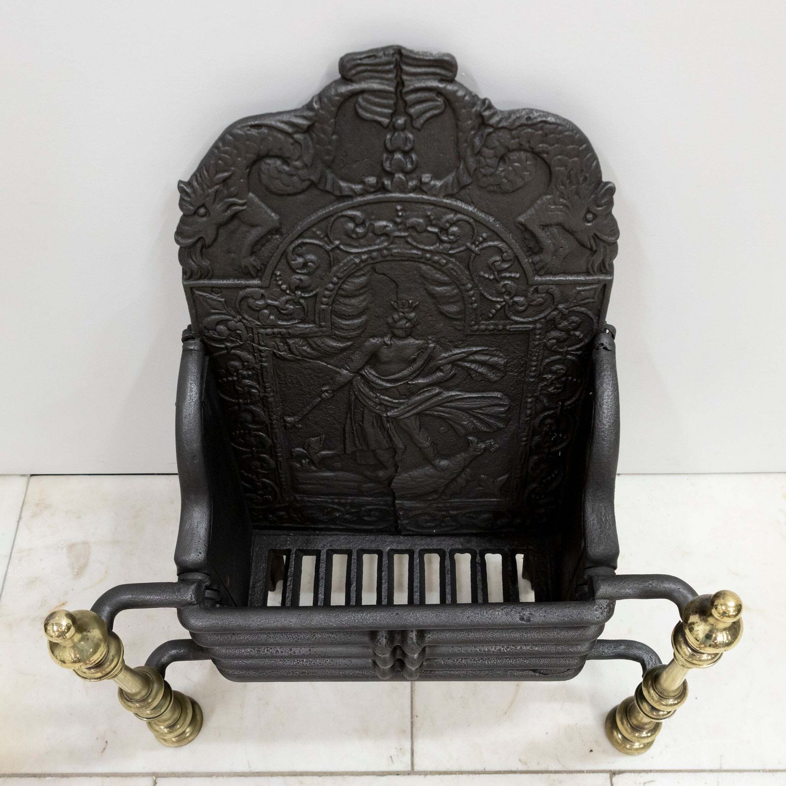 Home Fixtures Antique Georgian Fire Basket With Brass Finials photo