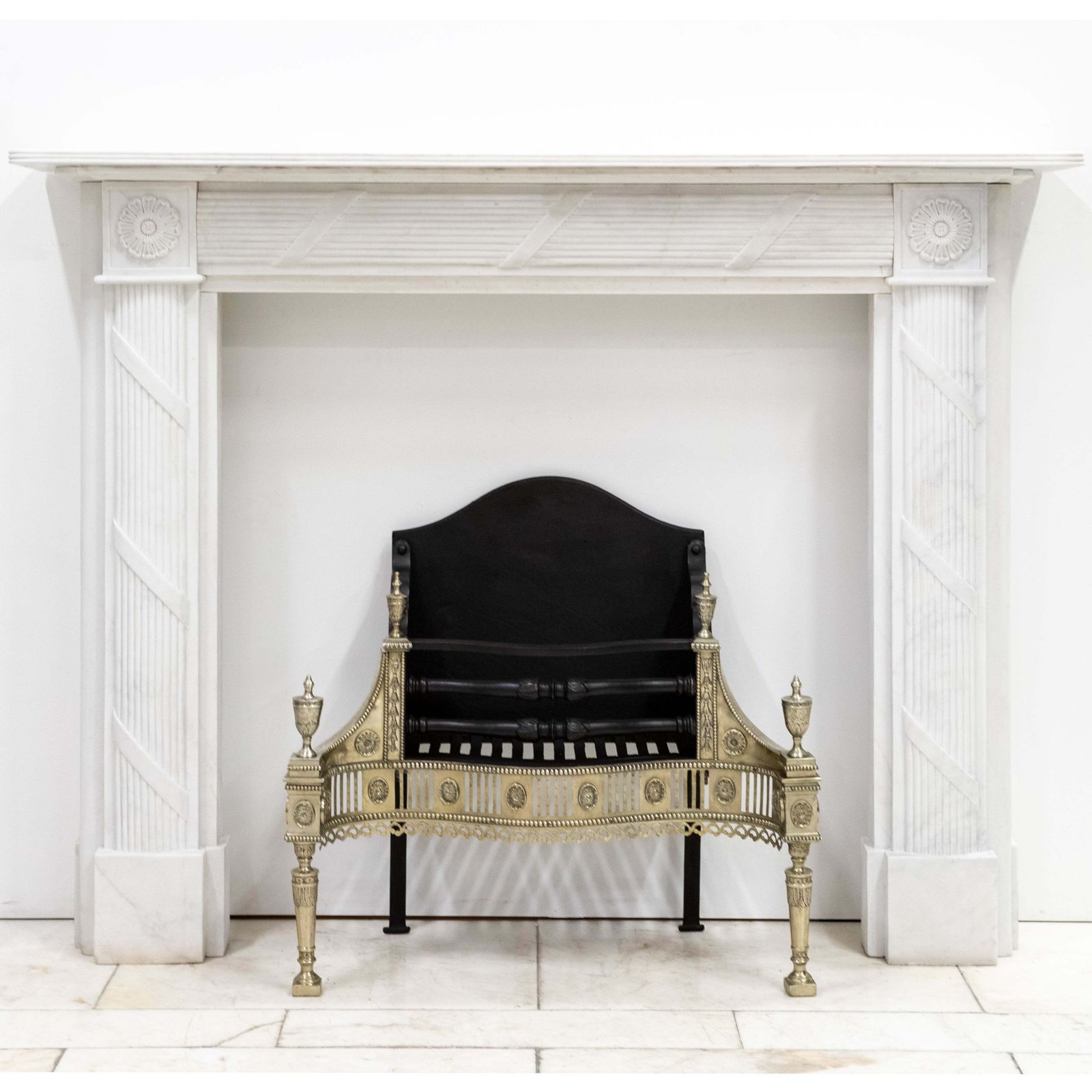 Home Fixtures Reclaimed Regency Style White Marble Surround photo