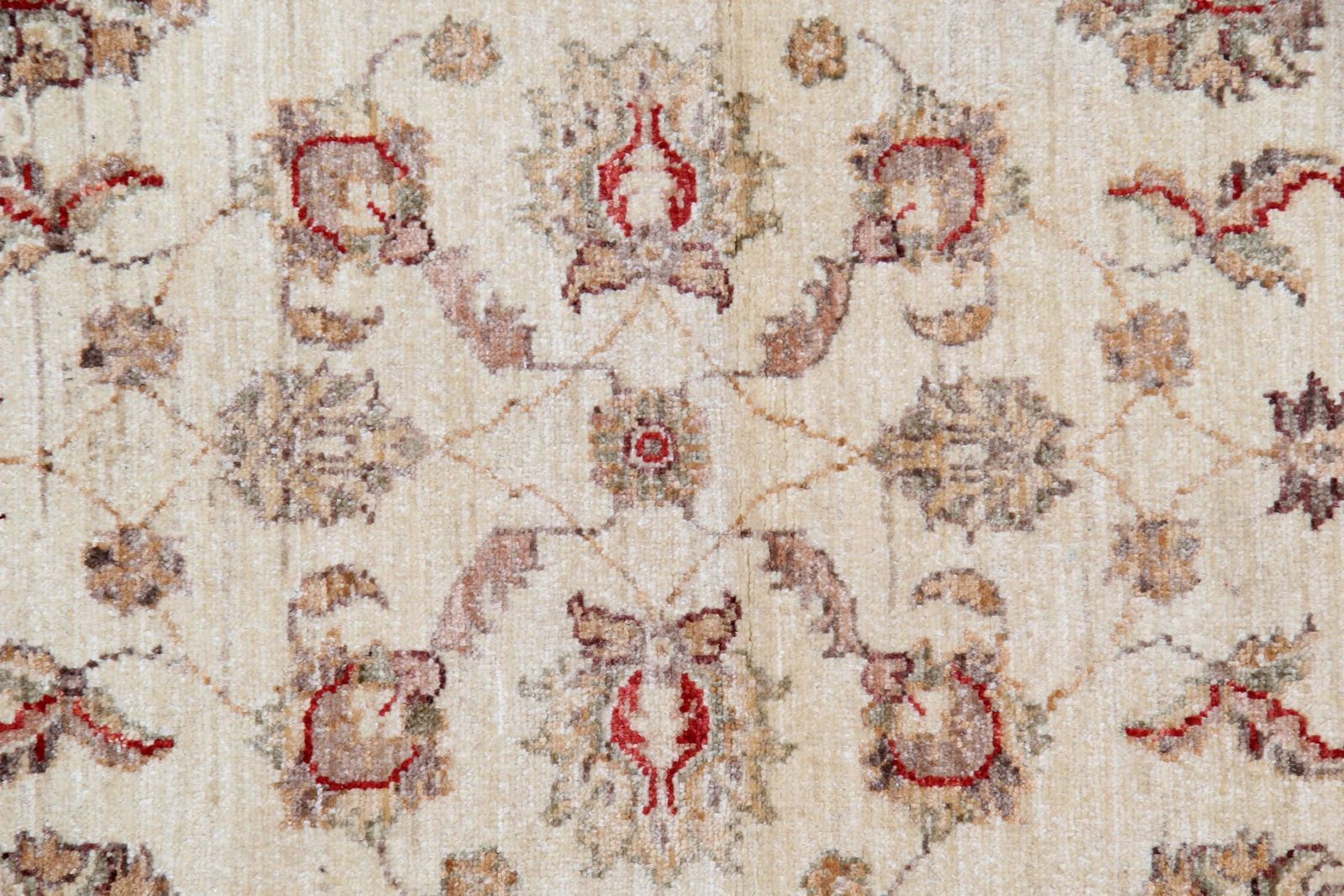 Cream Wool Runner Rug, Oriental Floral Ziegler Rug 245x72cm Hallway Decor photo for sale