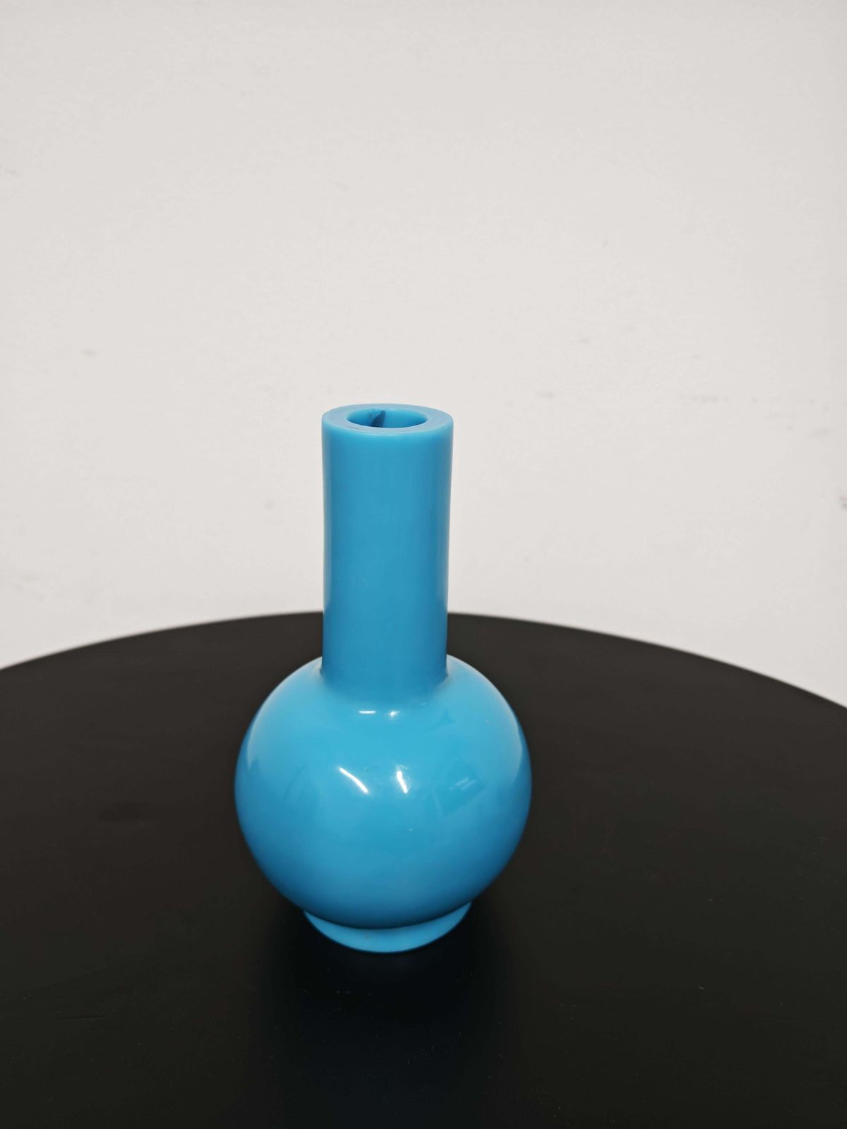 Antique Sculptural Turquoise Glass Vase By Peking Glass, China 18th Century photo for sale