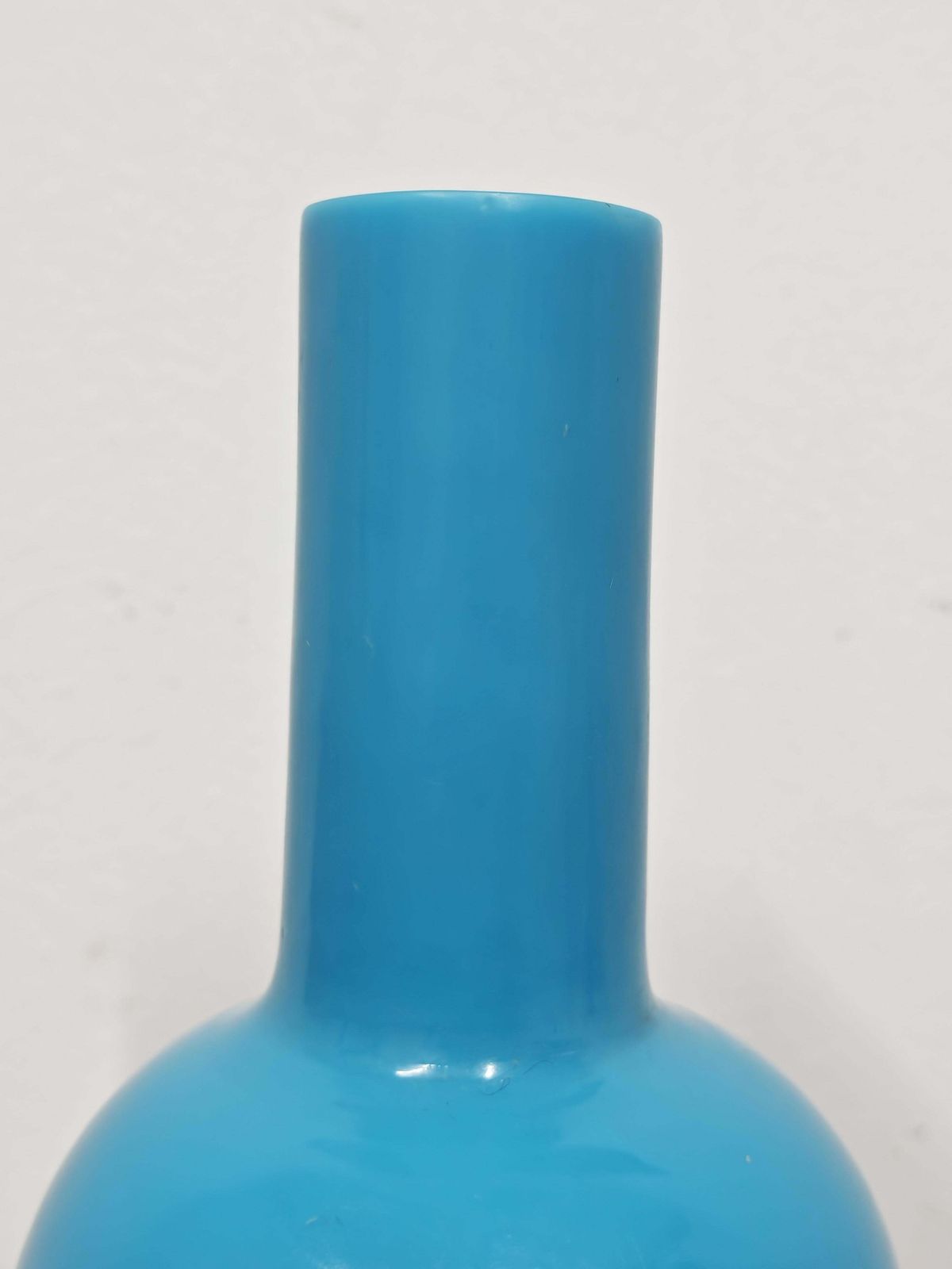 Antique Sculptural Turquoise Glass Vase By Peking Glass, China 18th Century photo Home Decor