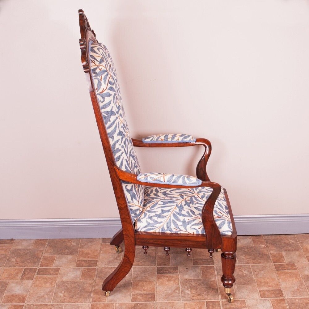 Good Quality 19thc Rosewood High Backed Library Armchair photo 820.0
