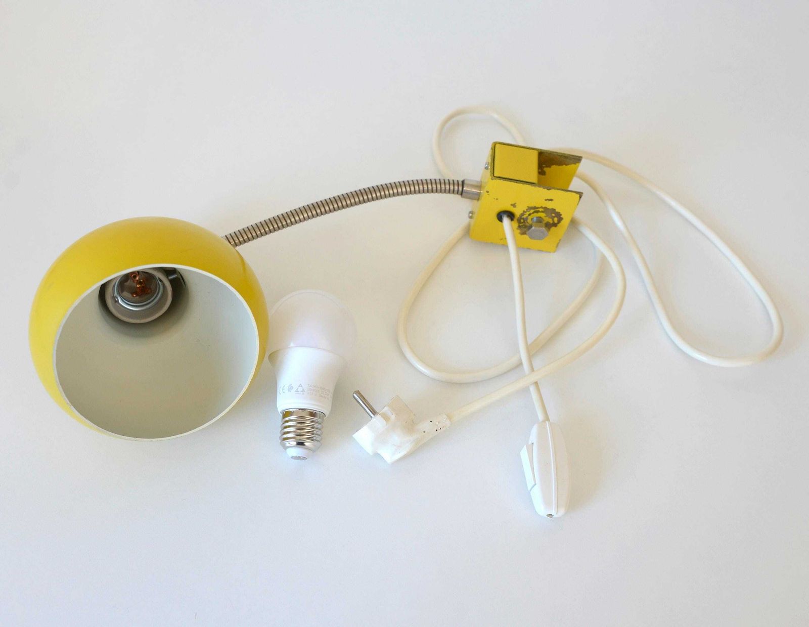 Space Age Style Lamp / Vintage Yellow Bookshelf Light / Mid Century Modern / Reading Light Fixture / Yugoslavia 1970's photo vintage
