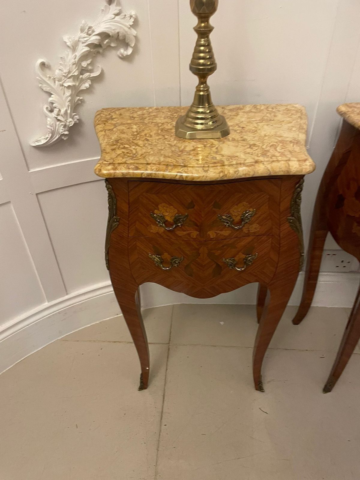 Antique Quality Pair Of French Louis XV Style Marquetry Bedside Cabinets photo 3325.0