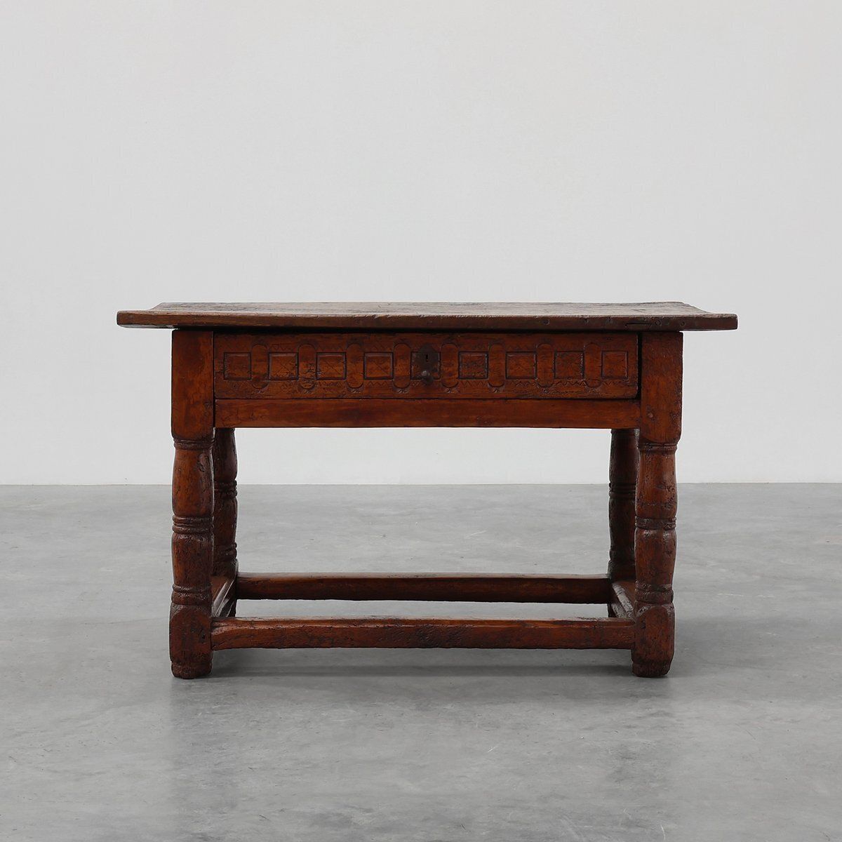 Wabi Wabi Style Hand Carved Oak Side Table, Spain, 17th Century