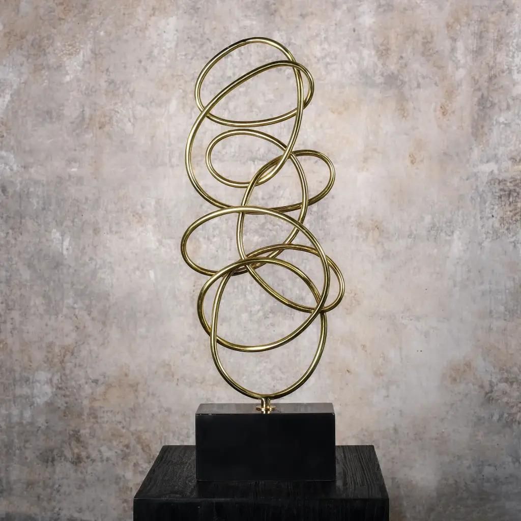 Spiral Sculpture In Gilded Bronze, Contemporary Style photo furniture