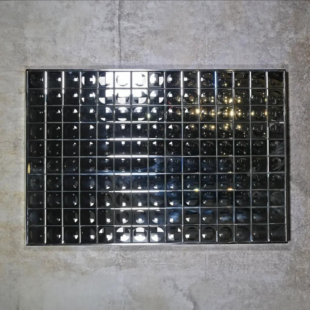 Faceted Glass Wall Mirror, Futuristic 1970s Design, Size L photo for sale