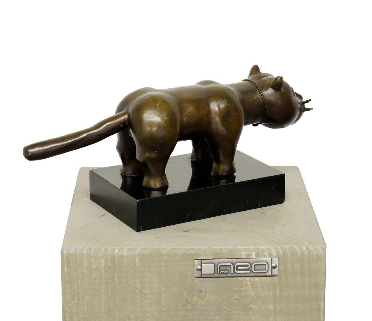 Bronze Sculpture – El Gato – In The Style Of Fernando Botero photo vintage