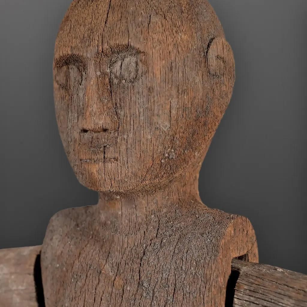 Large Tribal Fetish From Borneo In Aged Wood – Indonesian Ethnic Sculpture photo for sale