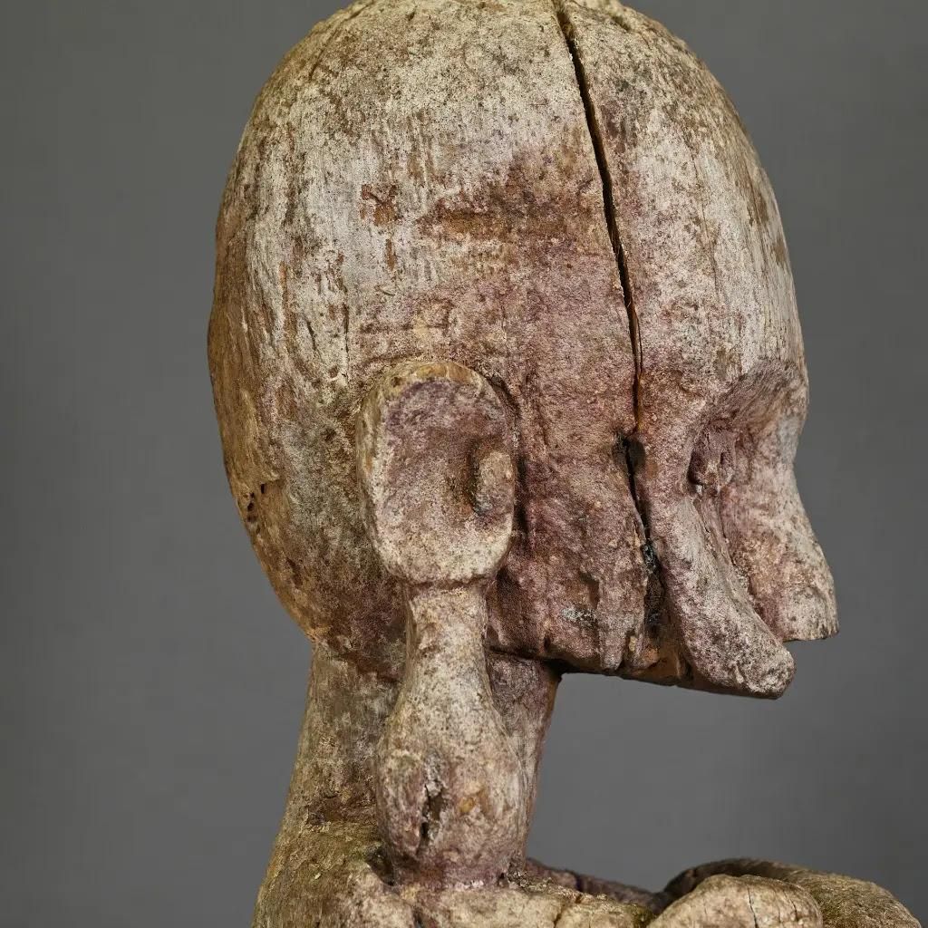 Leti Tribal Statue In Aged Wood With Stand – 20th Century Ethnic Indonesian Art photo Art