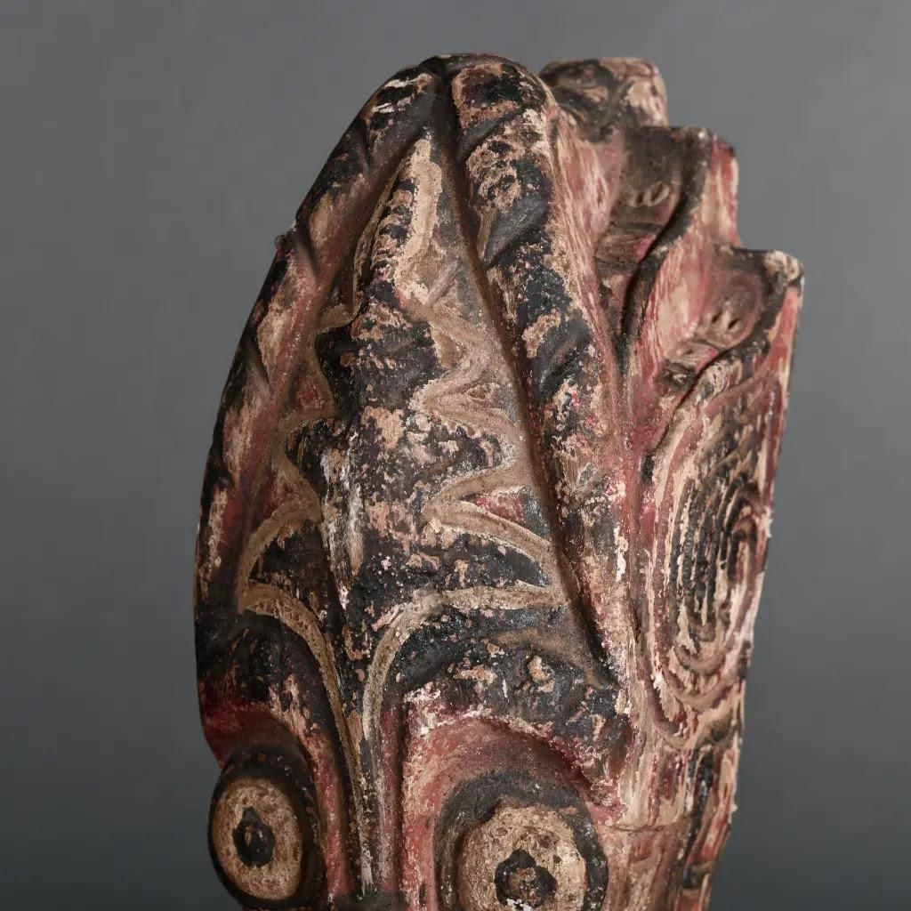 Traditional Batak Painted Wooden Mask –  Tribal Art From Sumatra photo vinterior