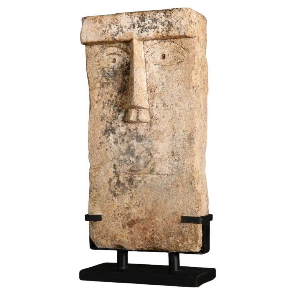 Large Primitivist Sandstone Sculpture – “Muette” Stele, Ancient Yemeni Style