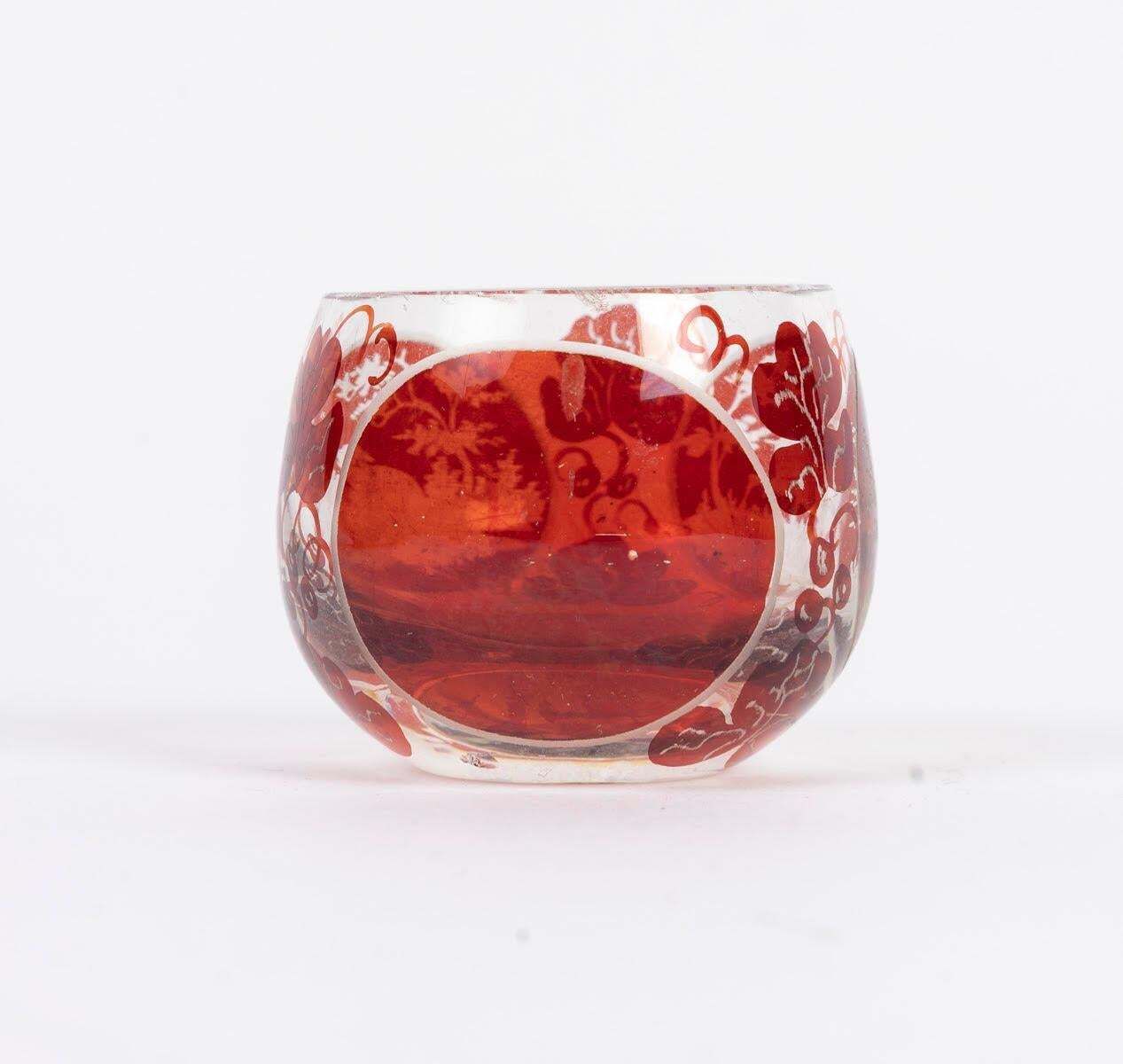 photo vintage Engraved Bohemian Crystal Oil And Vinegar Set, A Small Salt Shaker, Napoleon III