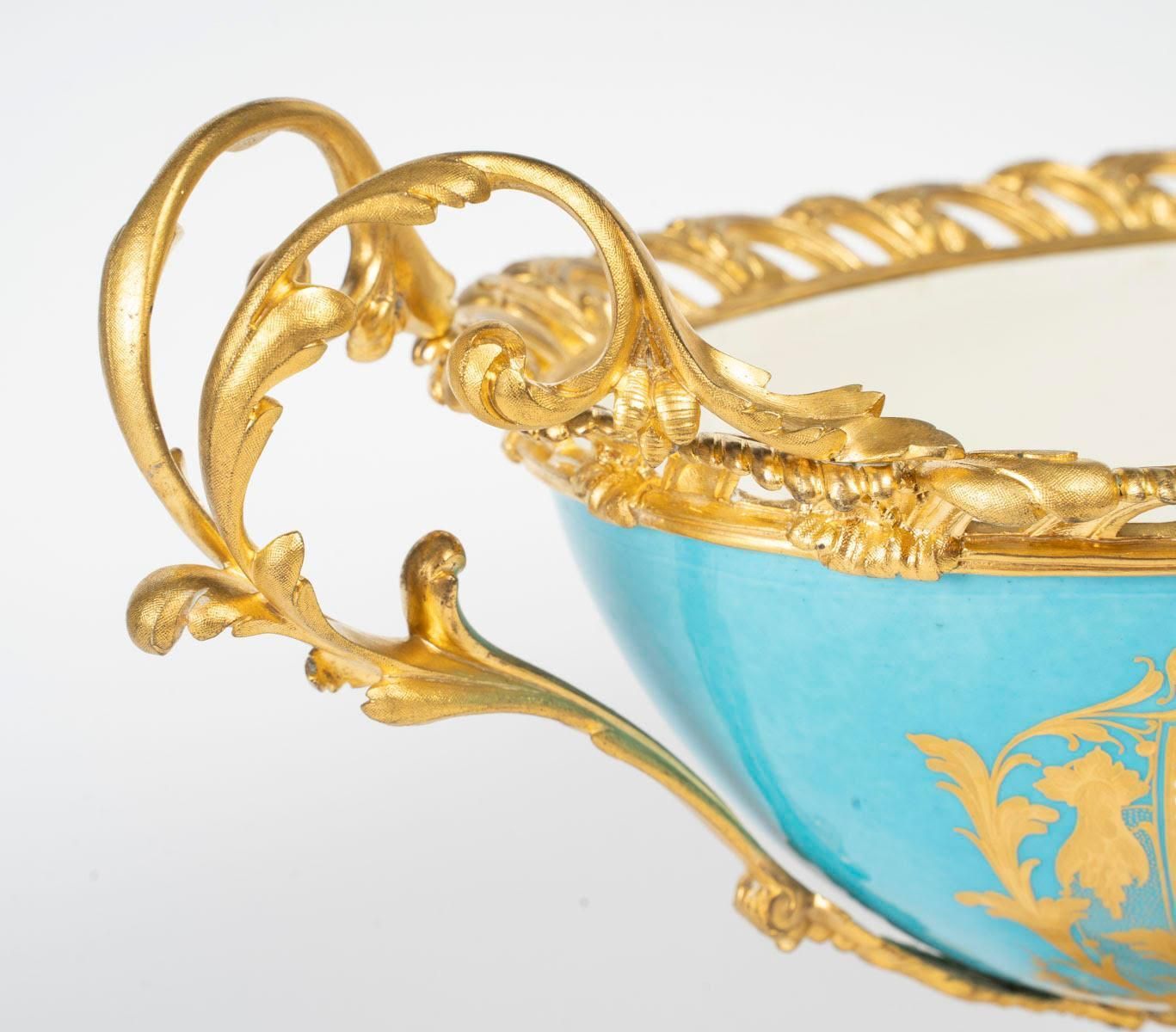 Painted Porcelain And Gilded Bronze Bowl, Napoleon III Period, 19th Century. photo 4239.0