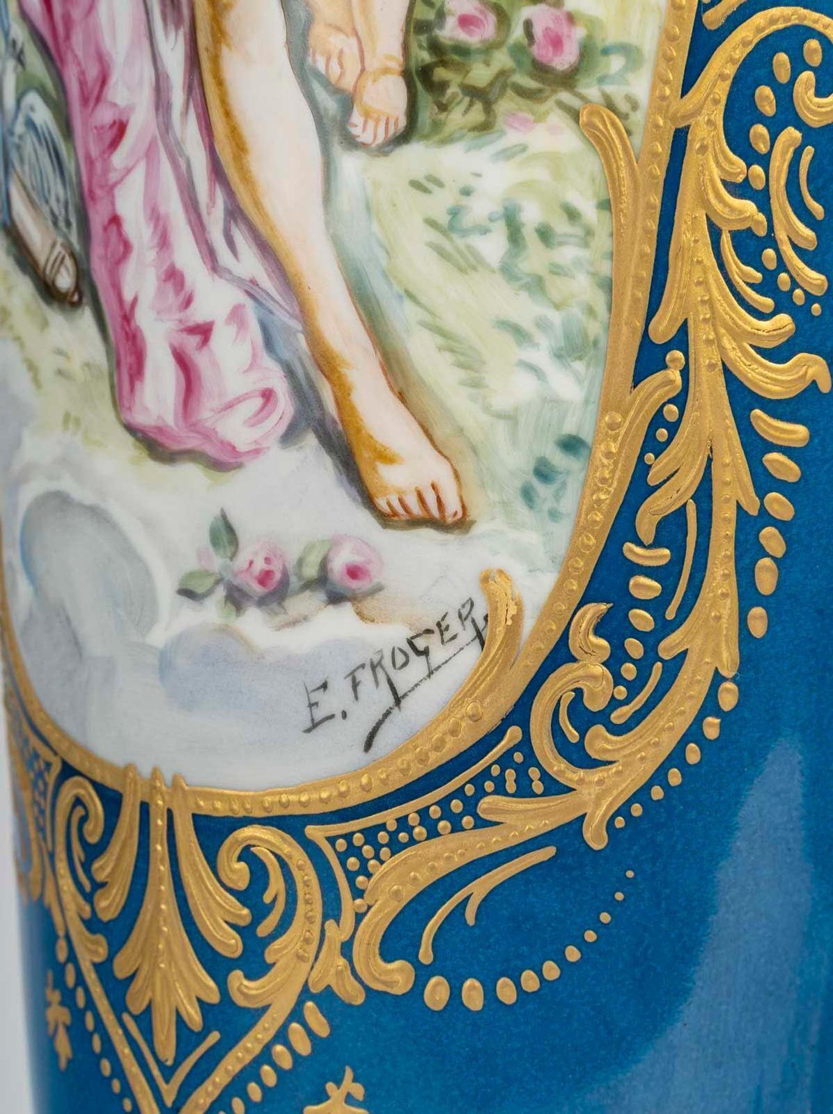 photo for sale Pair Of Large Covered Vases In Painted Porcelain, 19th Century, Napoleon III.